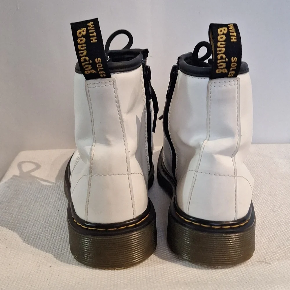 Dr. Martens Air Wair With Bouncing Soles White With Black Details Kids Size 4